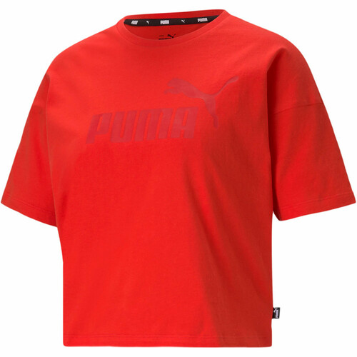 PUMA ESS CROPPED LOGO TEE rojo