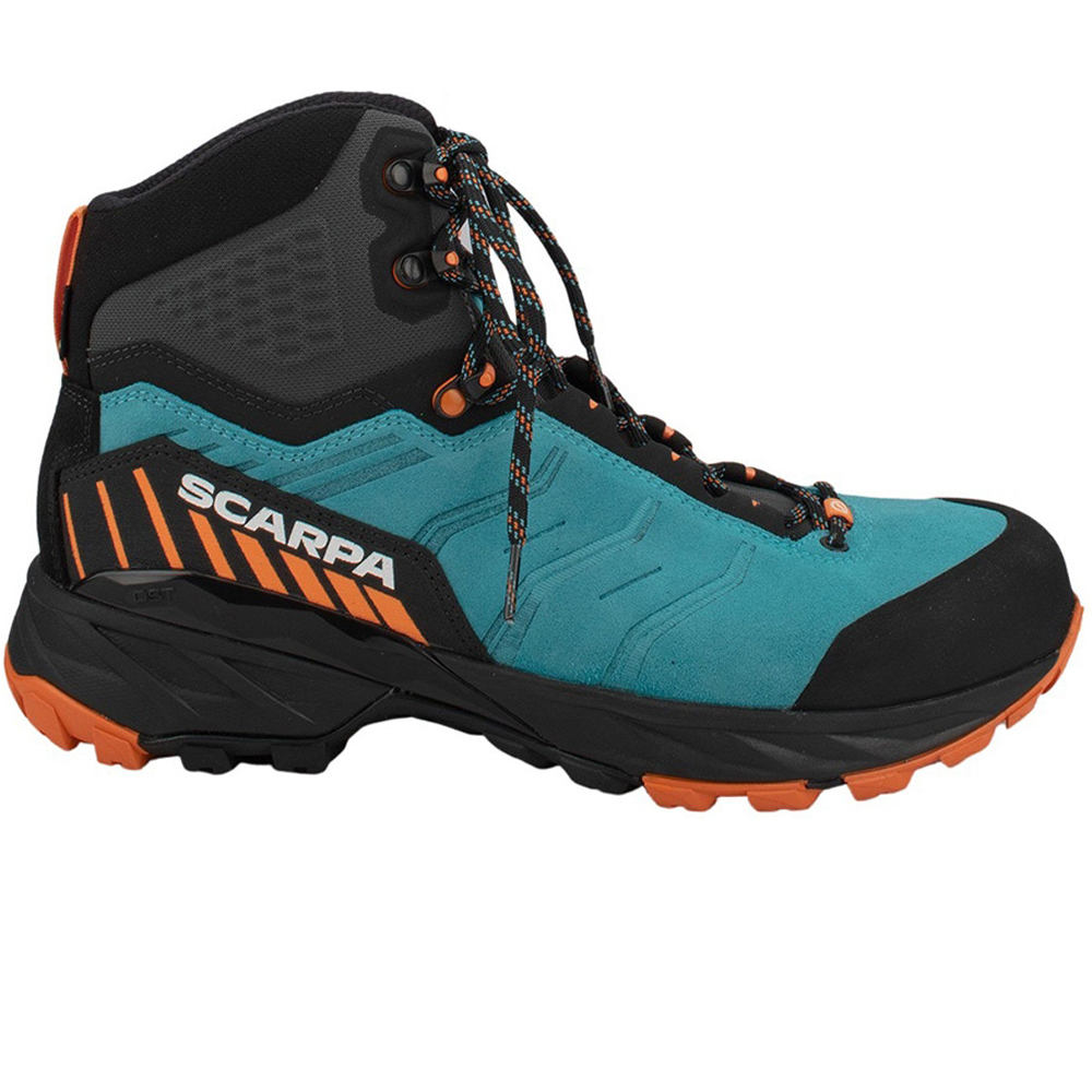 Scarpa bota trekking hombre Scarpa RUSH TRK GTX PAGODA-BLUE MANGO Gore-tex RHA FREE DOME TRK lateral exterior Scarpa bota trekking hombre Scarpa RUSH TRK GTX PAGODA-BLUE MANGO Gore-tex RHA FREE DOME TRK lateral exterior