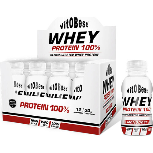 VITOBEST CAJA WHEY PROTEIN MONO 12 UDS/30G  FRESA