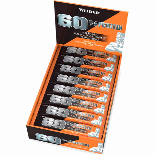 WEIDER CAJA 60% PROTEIN BAR SALTED PEANUT 24UDS