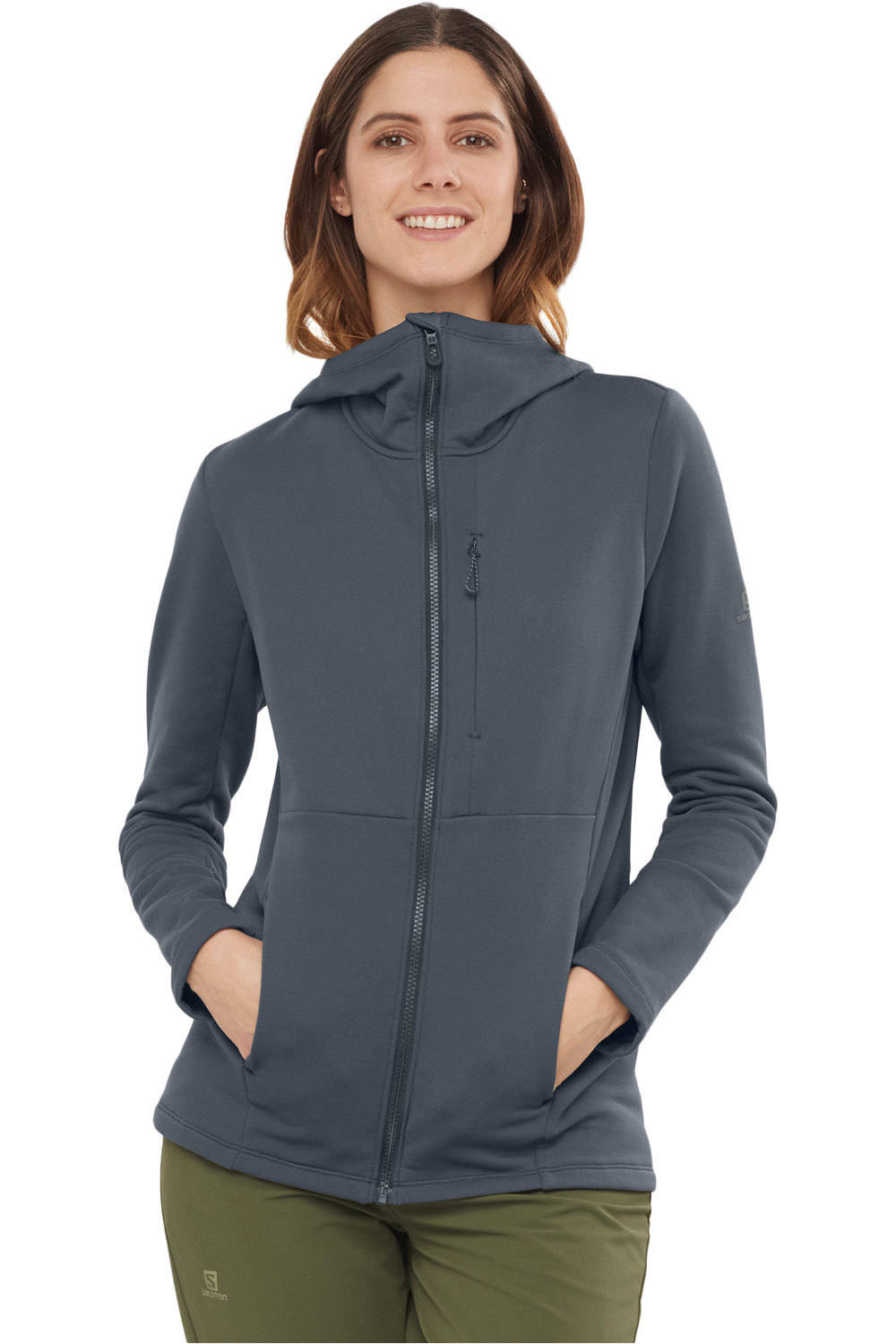 Salomon forro polar mujer Salomon SNTIAL XWARM HOODIE W vista frontal Salomon forro polar mujer Salomon SNTIAL XWARM HOODIE W vista frontal