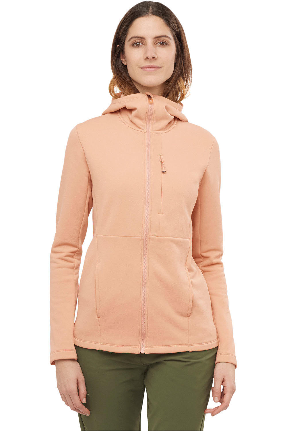 Salomon forro polar mujer Salomon SNTIAL XWARM HOODIE W vista frontal Salomon forro polar mujer Salomon SNTIAL XWARM HOODIE W vista frontal