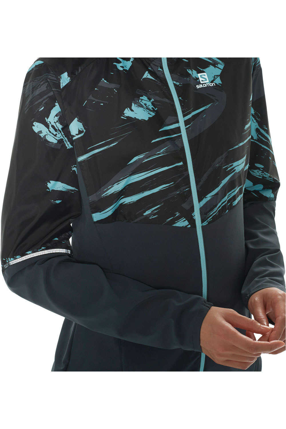 Salomon CHAQUETA TRAIL RUNNING MUJER Salomon AGILE FZ HOODIE W vista detalle Salomon CHAQUETA TRAIL RUNNING MUJER Salomon AGILE FZ HOODIE W vista detalle