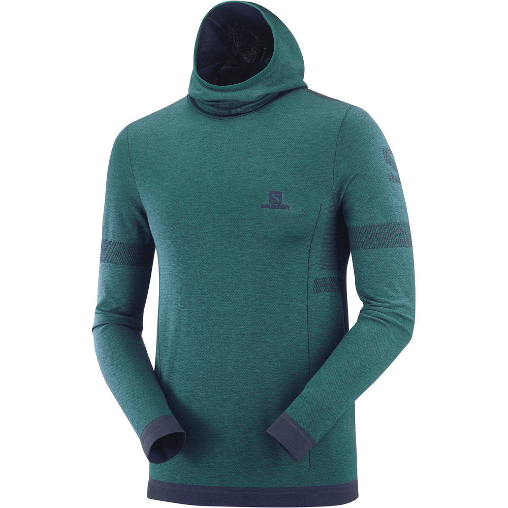 Salomon camisetas trail running manga larga hombre Salomon OUTSPEED WOOL HOODIE M vista detalle Salomon camisetas trail running manga larga hombre Salomon OUTSPEED WOOL HOODIE M vista detalle
