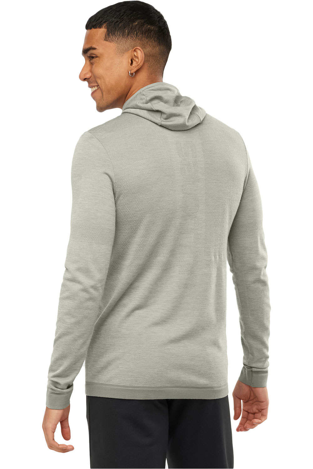 Salomon camisetas trail running manga larga hombre Salomon OUTSPEED WOOL HOODIE M vista trasera Salomon camisetas trail running manga larga hombre Salomon OUTSPEED WOOL HOODIE M vista trasera