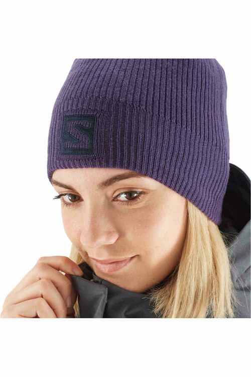 SALOMON LOGO BEANIE morado