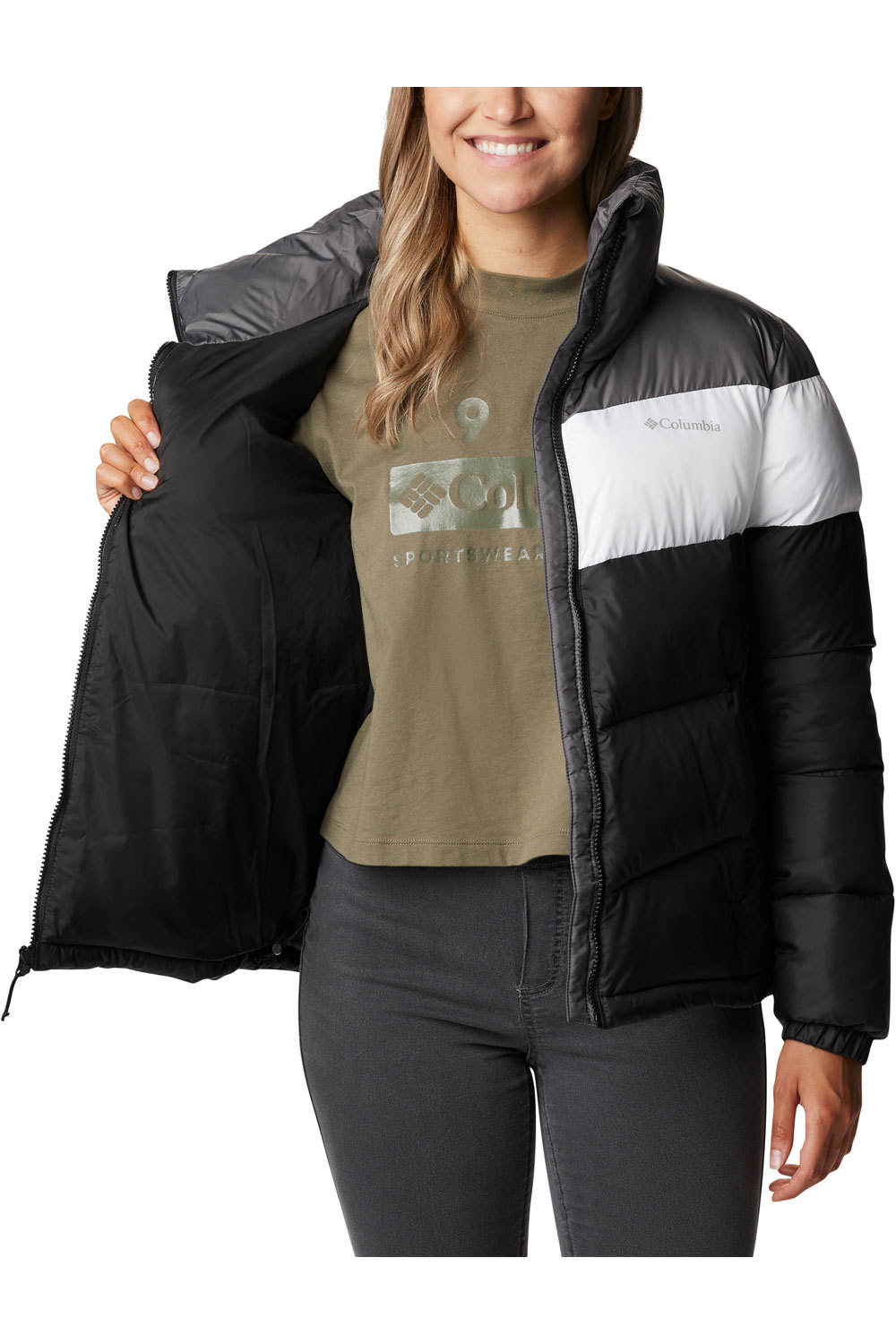 Columbia chaqueta outdoor mujer Columbia Puffect Color Blocked Jacket vista trasera Columbia chaqueta outdoor mujer Columbia Puffect Color Blocked Jacket vista trasera