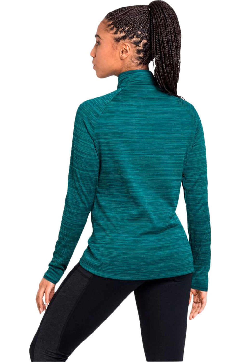 Odlo camiseta técnica manga larga mujer Odlo Midlayer 1/2 zip RUN EASY WARM vista trasera Odlo camiseta técnica manga larga mujer Odlo Midlayer 1/2 zip RUN EASY WARM vista trasera