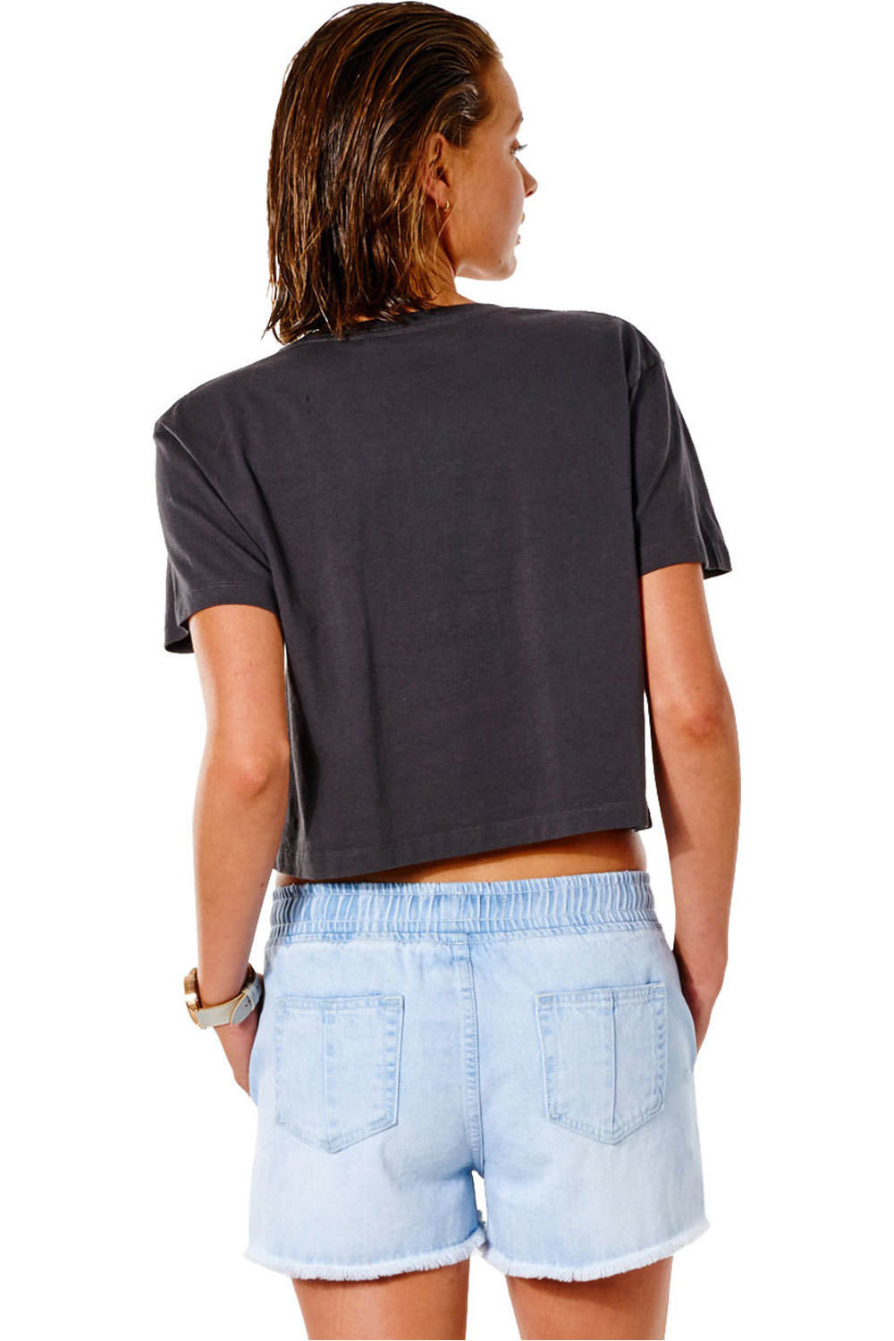Rip Curl camiseta manga corta mujer Rip Curl TWIN FIN REVIVAL CROP TEE vista trasera Rip Curl camiseta manga corta mujer Rip Curl TWIN FIN REVIVAL CROP TEE vista trasera