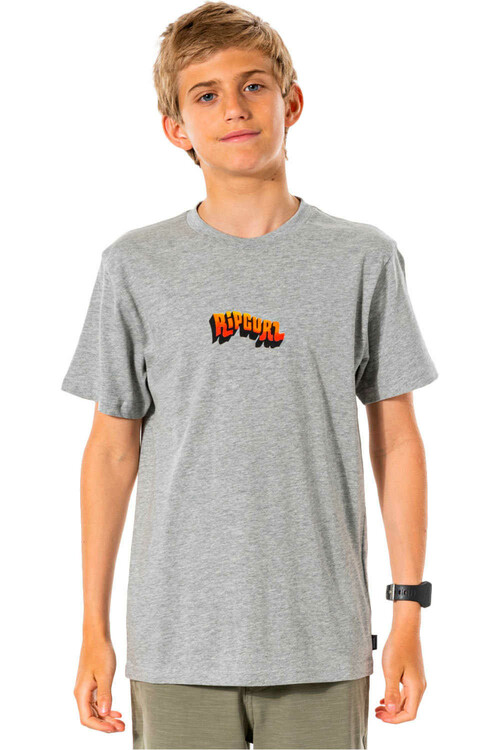 RIP CURL WAVEY LOGO TEE - BOYS gris