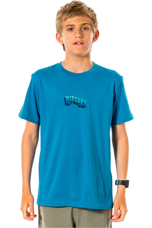 RIP CURL WAVEY LOGO TEE - BOYS azul