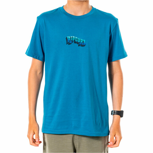 RIP CURL WAVEY LOGO TEE - BOYS azul