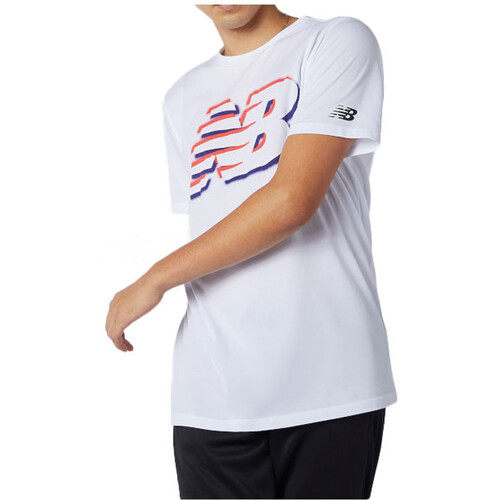 NEW BALANCE GRAPHIC HEATHERTECH TEE BL blanco