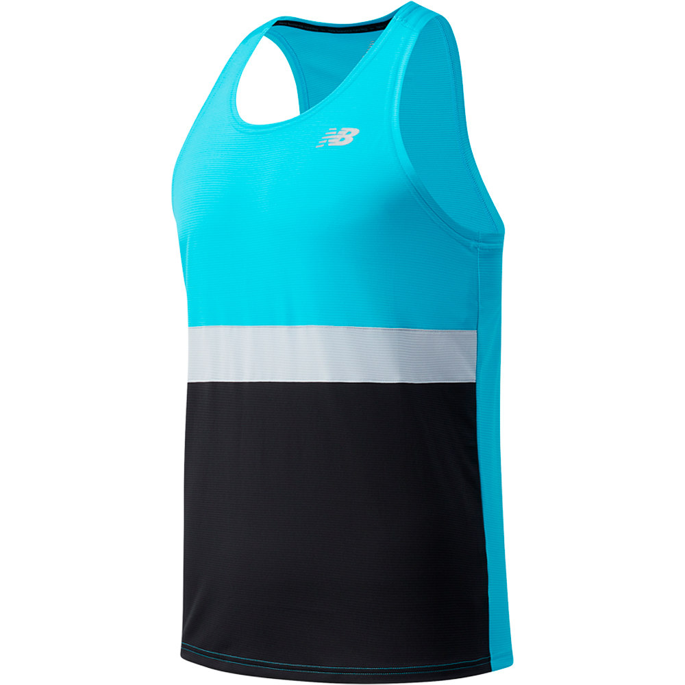 New Balance camiseta entrenamiento sin mangas hombre New Balance Striped Accelerate Singlet vista frontal New Balance camiseta entrenamiento sin mangas hombre New Balance Striped Accelerate Singlet vista frontal