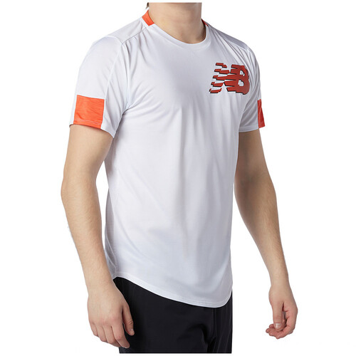 NEW BALANCE PRINTED FAST FLIGHT SHORT SLEEVE blanco