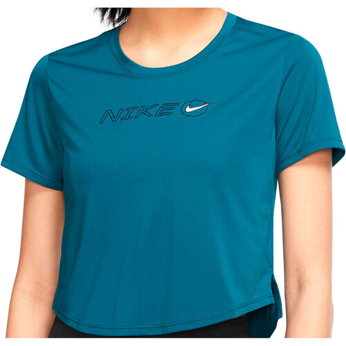 NIKE W NK ONE DF IC STD CROP SS TOP azul