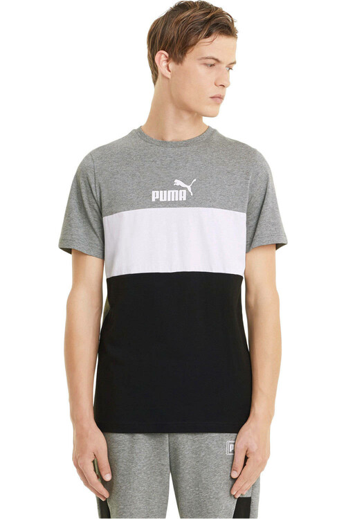 PUMA ESS+ COLORBLOCK TEE gris