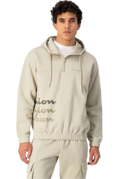 CHAMPION NEW HOODED HALF ZIP marron
