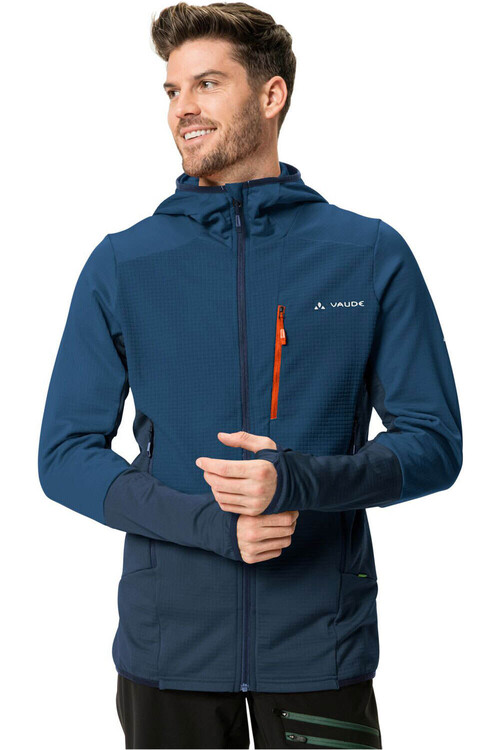 VAUDE MEN S MONVISO HOODED GRID FLEECE JACKET azul