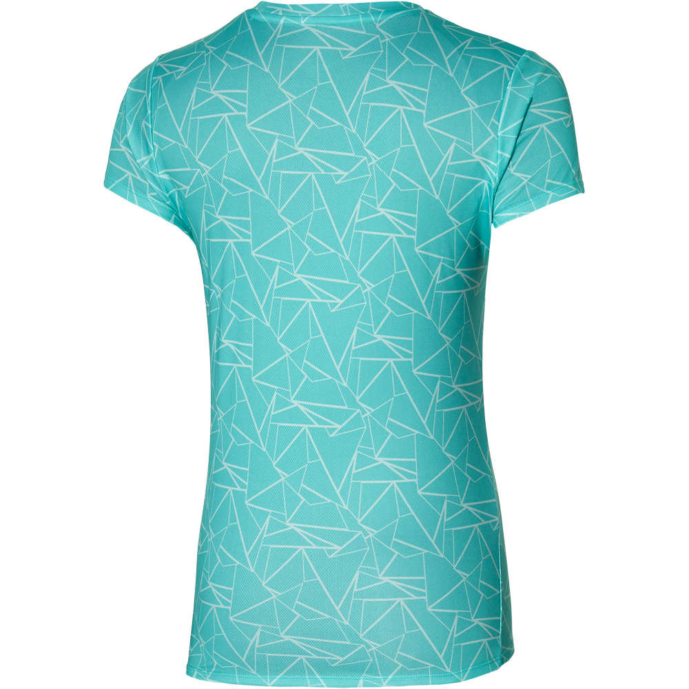 Mizuno camiseta entrenamiento manga corta mujer Mizuno Impulse Core Graphic Tee (w) vista trasera Mizuno camiseta entrenamiento manga corta mujer Mizuno Impulse Core Graphic Tee (w) vista trasera