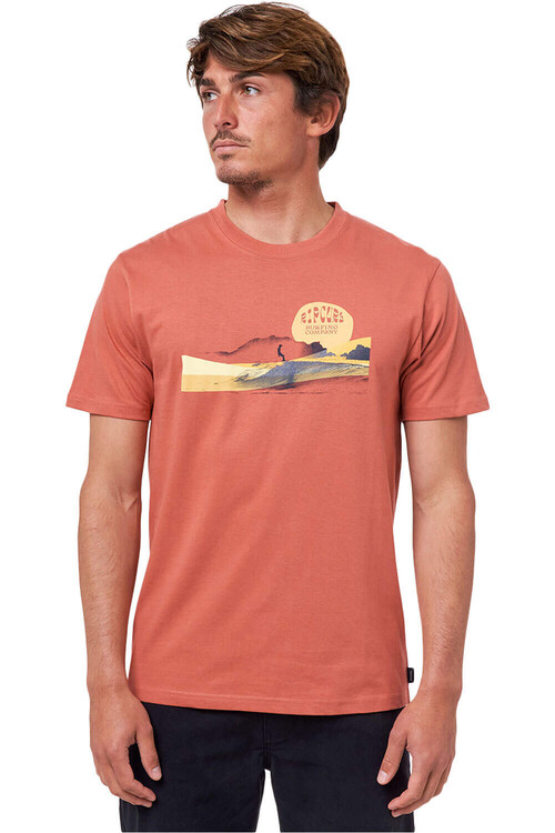 RIP CURL DOWN THE LINE STRIPE S/S TEE rojo