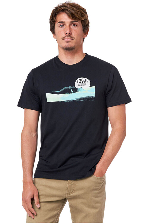 RIP CURL DOWN THE LINE STRIPE S/S TEE negro
