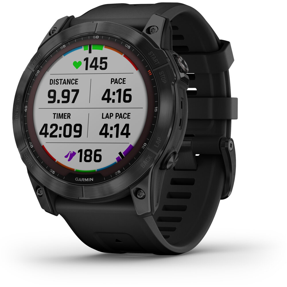 Garmin pulsómetros con gps Garmin FENIX 7X Saph Black Ti Black Silicone 02 Garmin pulsómetros con gps Garmin FENIX 7X Saph Black Ti Black Silicone 02