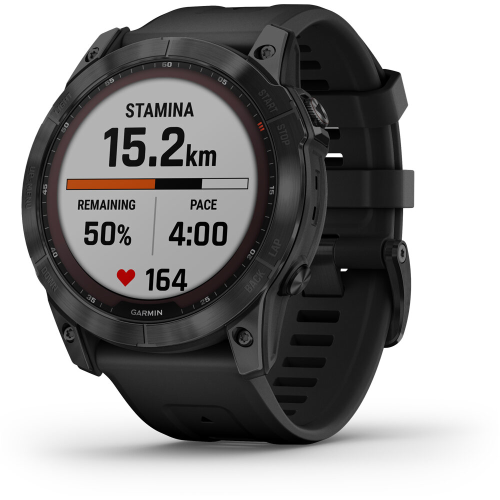 Garmin pulsómetros con gps Garmin FENIX 7X Saph Black Ti Black Silicone 03 Garmin pulsómetros con gps Garmin FENIX 7X Saph Black Ti Black Silicone 03