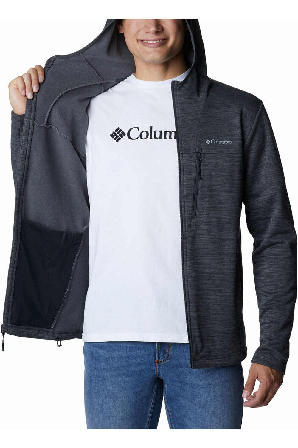 Columbia camisetas trail running manga larga hombre Columbia Maxtrail II Fleece Hooded Full Zip vista detalle Columbia camisetas trail running manga larga hombre Columbia Maxtrail II Fleece Hooded Full Zip vista detalle