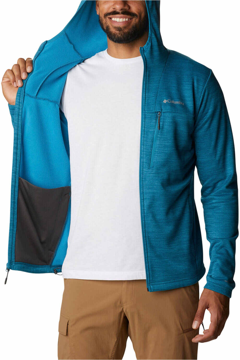 Columbia camisetas trail running manga larga hombre Columbia Maxtrail II Fleece Hooded Full Zip vista detalle Columbia camisetas trail running manga larga hombre Columbia Maxtrail II Fleece Hooded Full Zip vista detalle