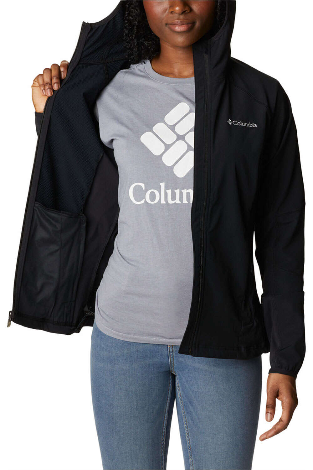 Columbia chaqueta softshell mujer Sweet As Softshell Hoodie vista detalle Columbia chaqueta softshell mujer Sweet As Softshell Hoodie vista detalle