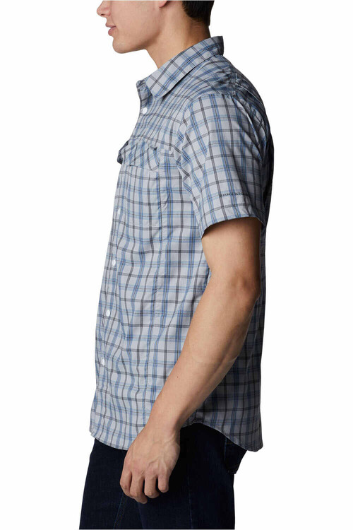 COLUMBIA SILVER RIDGE LITE PLAID SHORT SLEEVE gris