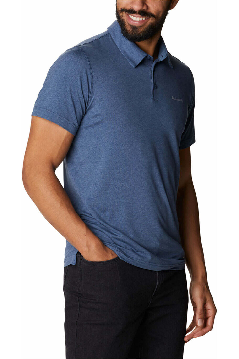 Columbia camiseta montaña manga corta hombre Columbia Tech Trail Polo vista detalle Columbia camiseta montaña manga corta hombre Columbia Tech Trail Polo vista detalle
