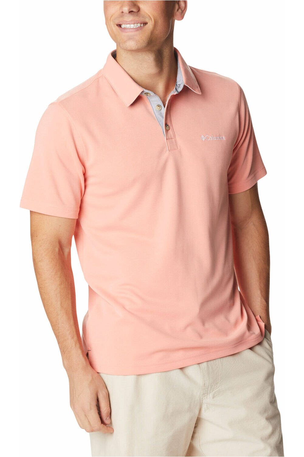 Columbia camiseta montaña manga corta hombre Columbia Nelson Point Polo vista detalle Columbia camiseta montaña manga corta hombre Columbia Nelson Point Polo vista detalle