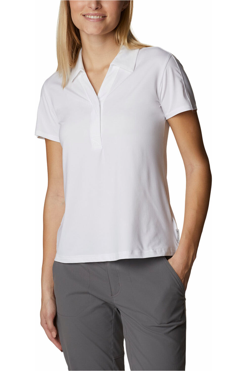 Columbia camiseta montaña manga corta mujer Columbia Firwood Camp II Polo vista detalle Columbia camiseta montaña manga corta mujer Columbia Firwood Camp II Polo vista detalle