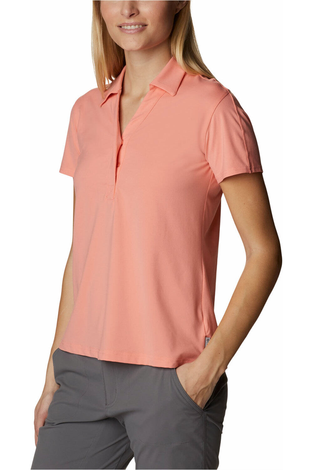 Columbia camiseta montaña manga corta mujer Columbia Firwood Camp II Polo vista detalle Columbia camiseta montaña manga corta mujer Columbia Firwood Camp II Polo vista detalle
