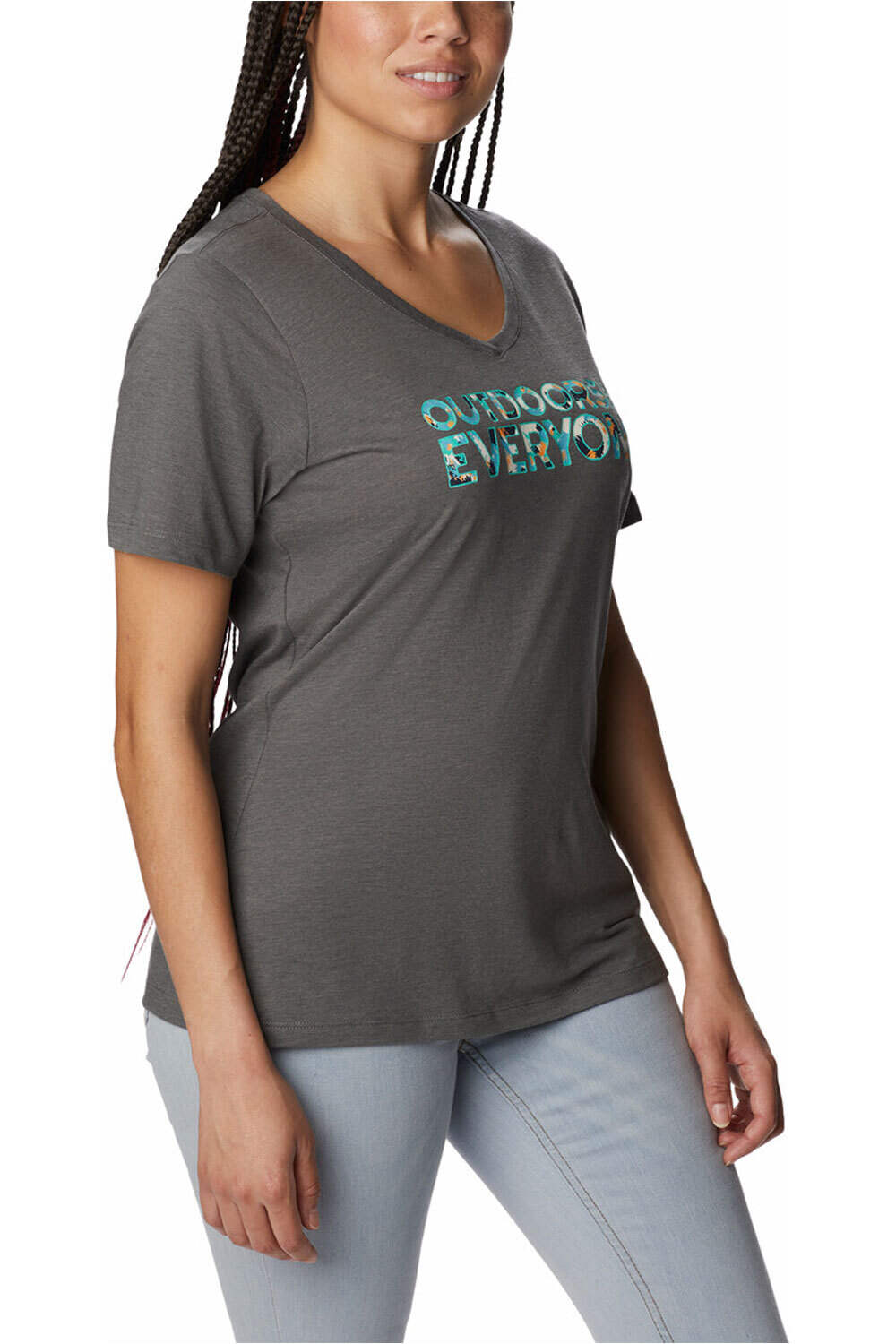 Columbia camiseta montaña manga corta mujer Columbia Bluebird Day Relaxed V Neck vista detalle Columbia camiseta montaña manga corta mujer Columbia Bluebird Day Relaxed V Neck vista detalle