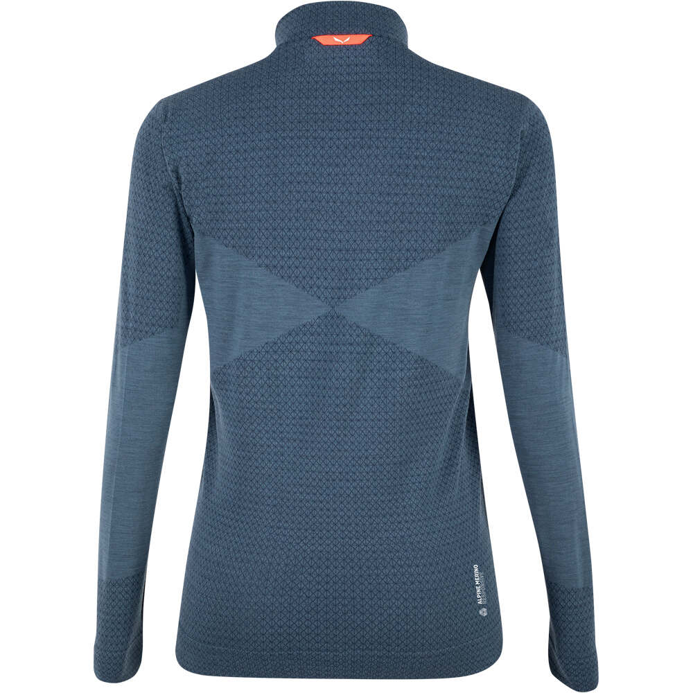 Salewa forro polar mujer Salewa ZEBRU MED WARM AMR W 1/2Z TEE. vista trasera Salewa forro polar mujer Salewa ZEBRU MED WARM AMR W 1/2Z TEE. vista trasera