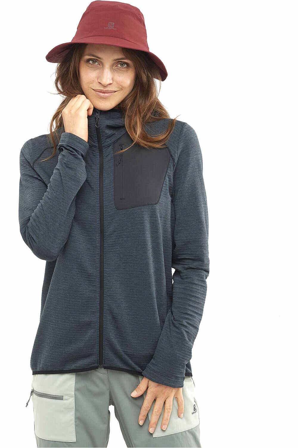 Salomon forro polar mujer Salomon SNTIAL LIGHTWARM HOODIE W vista frontal Salomon forro polar mujer Salomon SNTIAL LIGHTWARM HOODIE W vista frontal