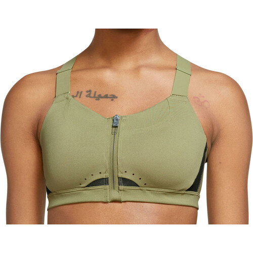NIKE W NK DF ALPHA ZIP-FRONT BRA verde