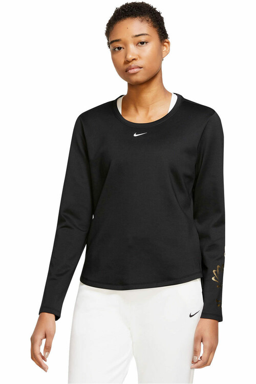 NIKE W NK ONE TF LS TOP GRX negro