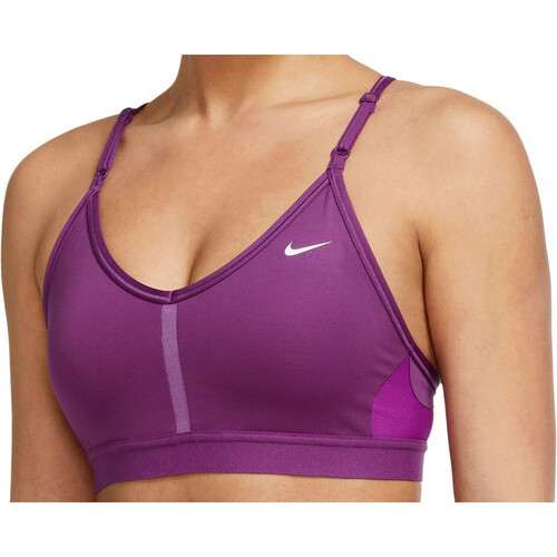 NIKE W NK DF INDY V-NECK BRA morado