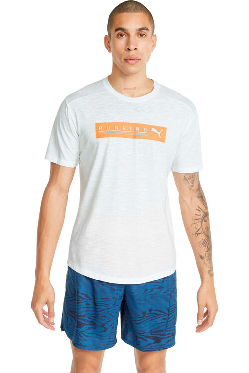 PUMA RUN LOGO SS TEE M blanco