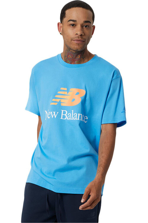 NEW BALANCE NB ESSENTIALS CELEBRATE SPLIT LOGO TEE azul