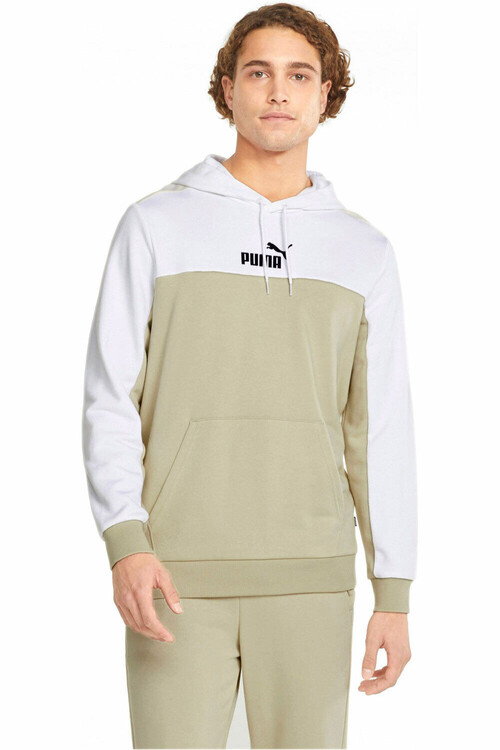 PUMA ESS+ BLOCK HOODIE TR blanco