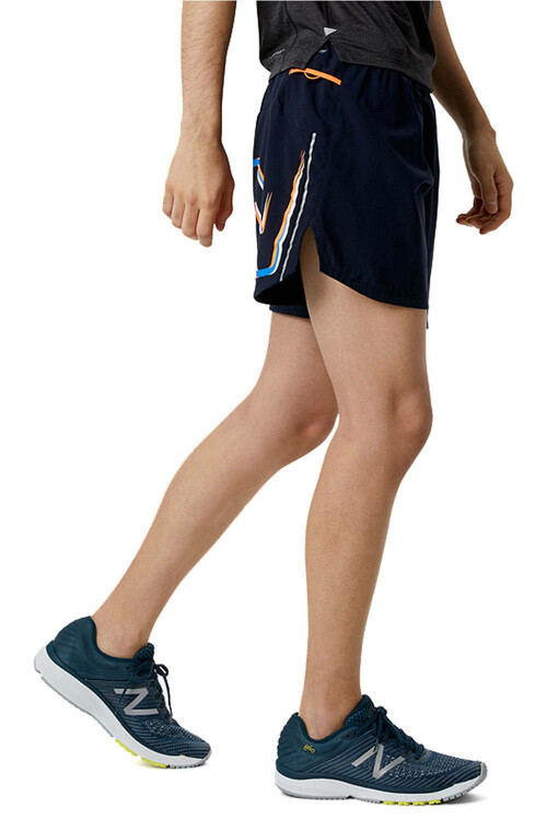 NEW BALANCE GRAPHIC IMPACT RUN 5 INCH SHORT azul