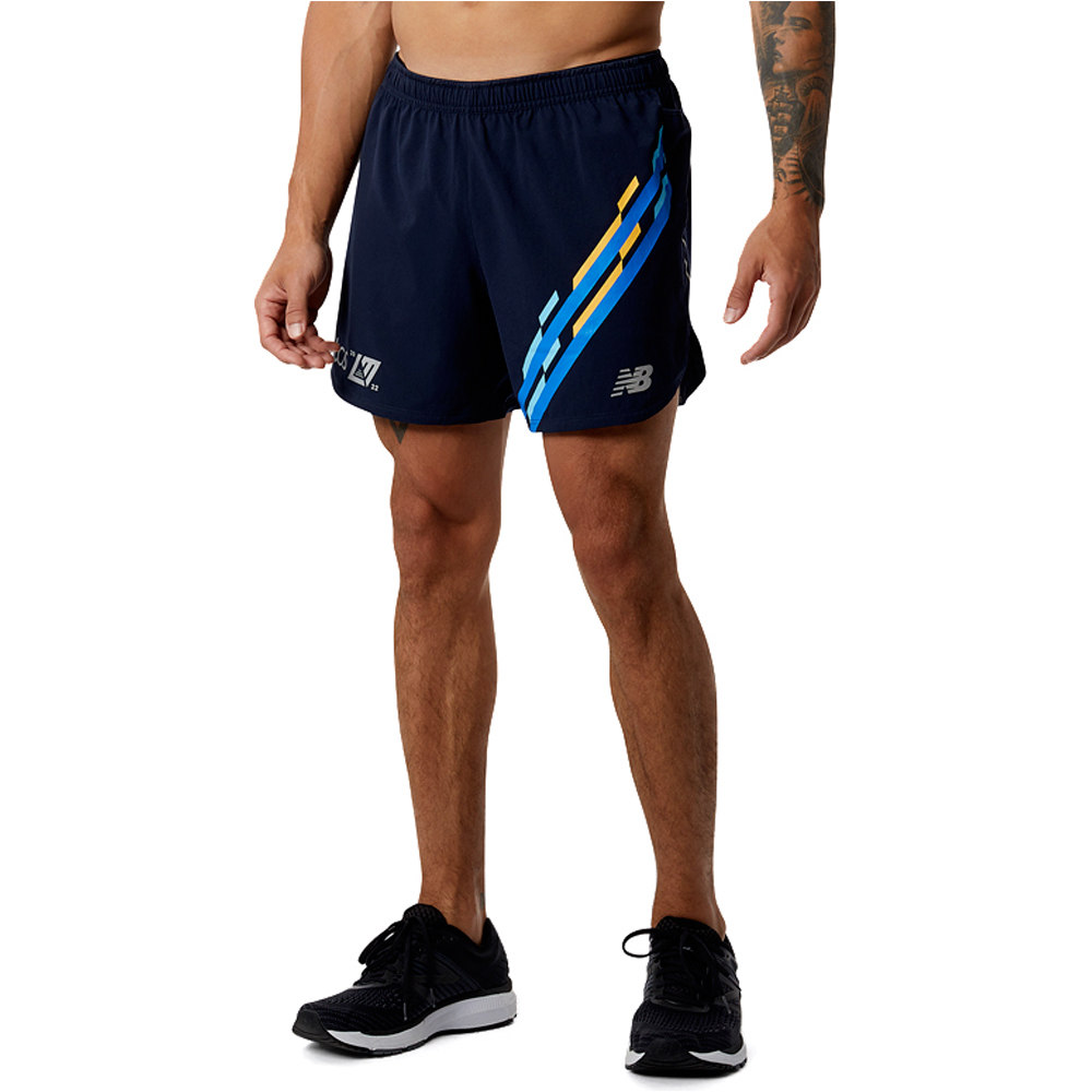 New Balance pantaloneta técnica hombre New Balance London Edition Graphic Impact Run 5 Inch Short vista detalle New Balance pantaloneta técnica hombre New Balance London Edition Graphic Impact Run 5 Inch Short vista detalle