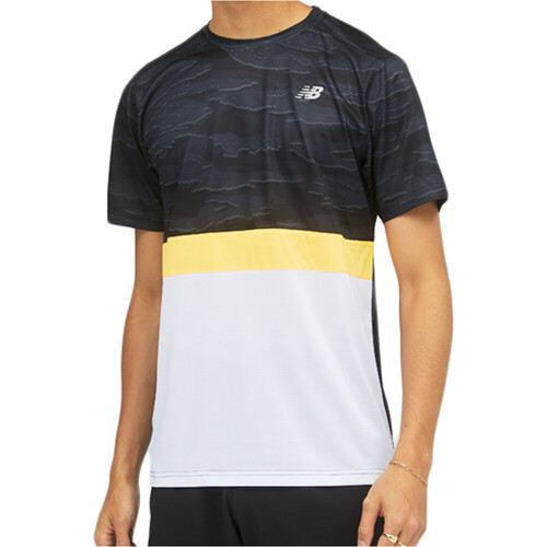 NEW BALANCE STRIPED ACCELERATE SHORT SLEEVE negro