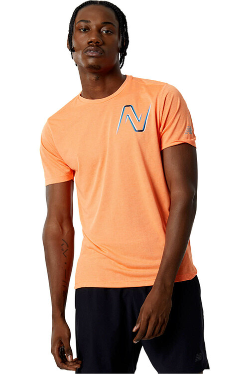 NEW BALANCE GRAPHIC IMPACT RUN SHORT SLEEVE naranja
