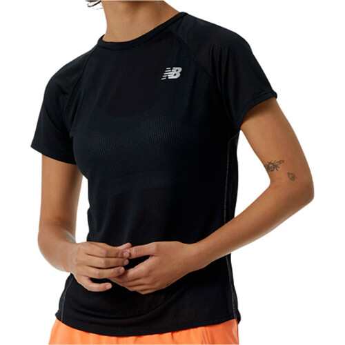NEW BALANCE IMPACT RUN SHORT SLEEVE negro